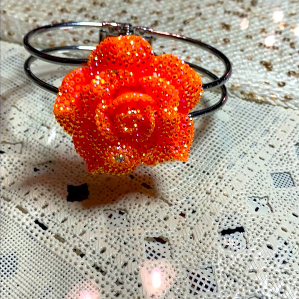 Silver orange flower bracelet.